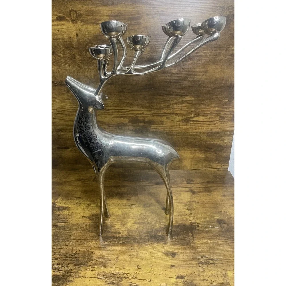 Pottery Barn Williams Sonoma Silver-Plated Reindeer Candelabra 1997 10-Cup 20